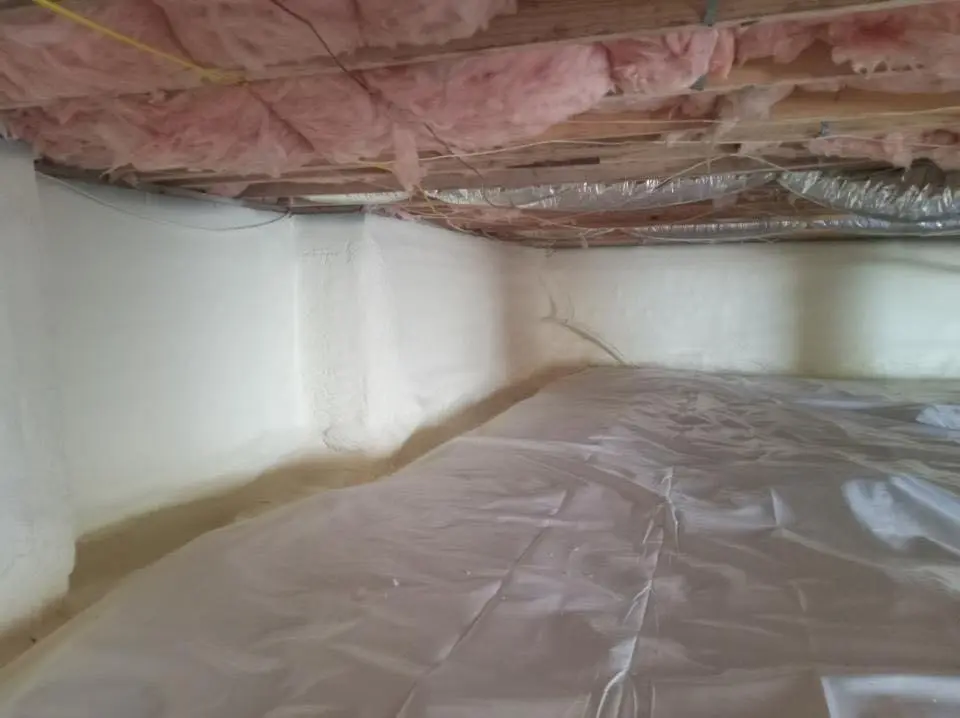 Crawl space encapsulation with closed-cell spray foam for Roof Waterproofing in Smithfield